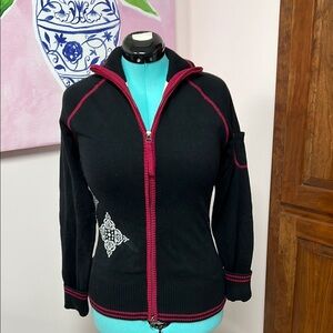 Athleta Black and Pink Women's Cardigan Sweater